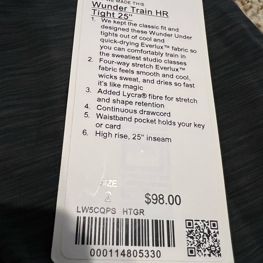 Lululemon Wunder train Hr tight 25 size 2